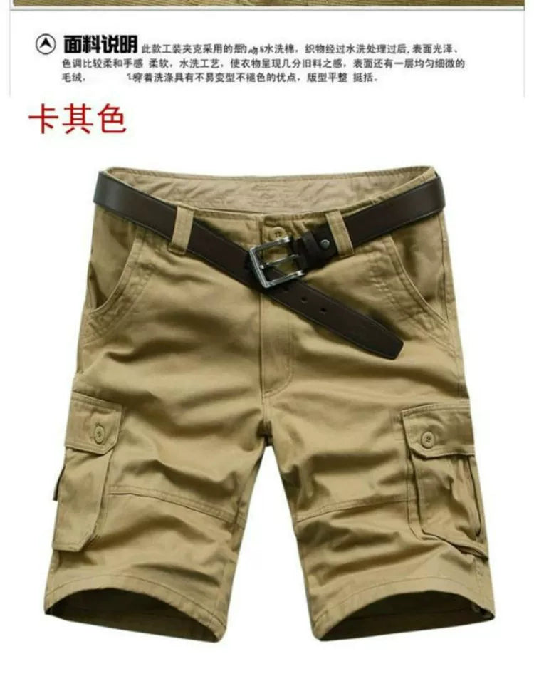 Summer Large Size Shorts Loose Middle Pants Five-point Pants Men's Beach Multi-pocket Outdoor Casual Five-point Pants Work Pants