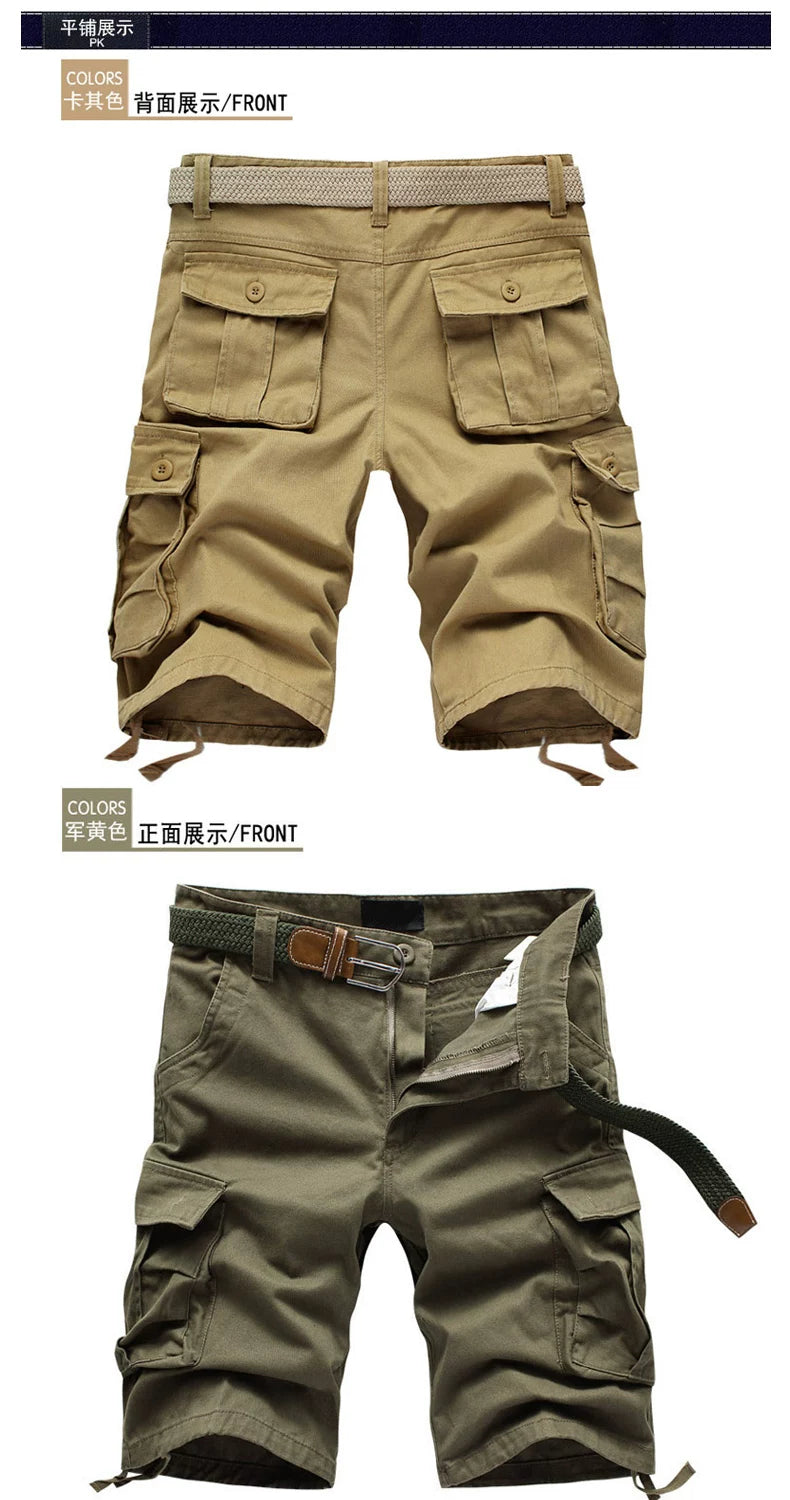 Summer Trendy Brand Cargo Shorts Men's Pants Multi-Pocket Large Size Pure Cotton Casual Mid-Pants Men's Loose Pants
