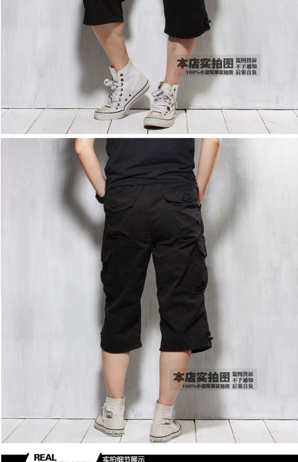 Summer Cargo Pants, Thin, Loose, Plus-Size Men's Shorts, Multi-Pocket Mid-Length Pants, Outdoor Casual Seven-Point Pants, High-Waisted for Men
