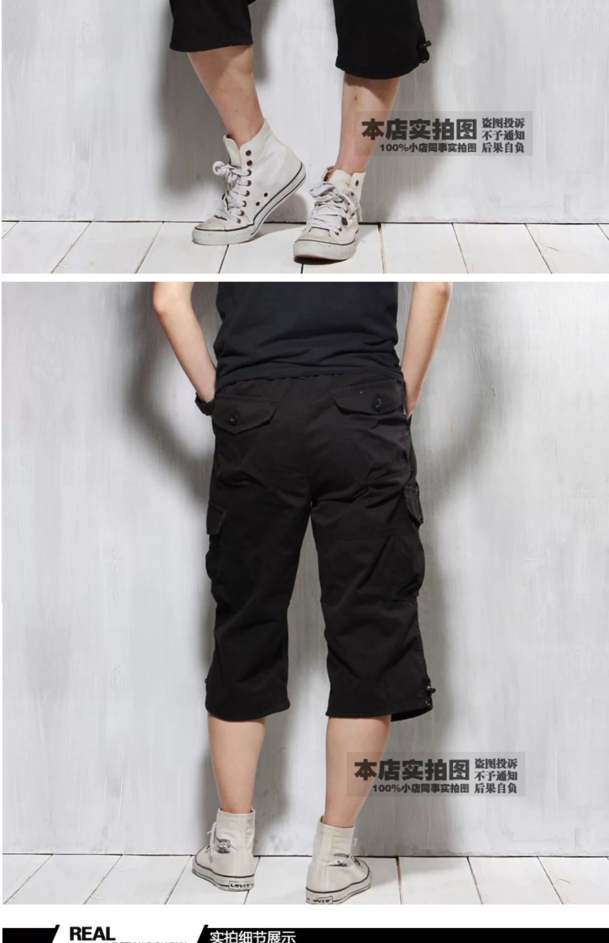 Summer Cargo Pants, Thin, Loose, Plus-Size Men's Shorts, Multi-Pocket Mid-Length Pants, Outdoor Casual Seven-Point Pants, High-Waisted for Men