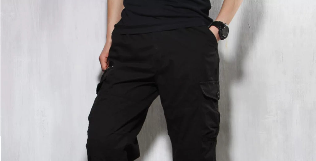 Summer Cargo Pants, Thin, Loose, Plus-Size Men's Shorts, Multi-Pocket Mid-Length Pants, Outdoor Casual Seven-Point Pants, High-Waisted for Men