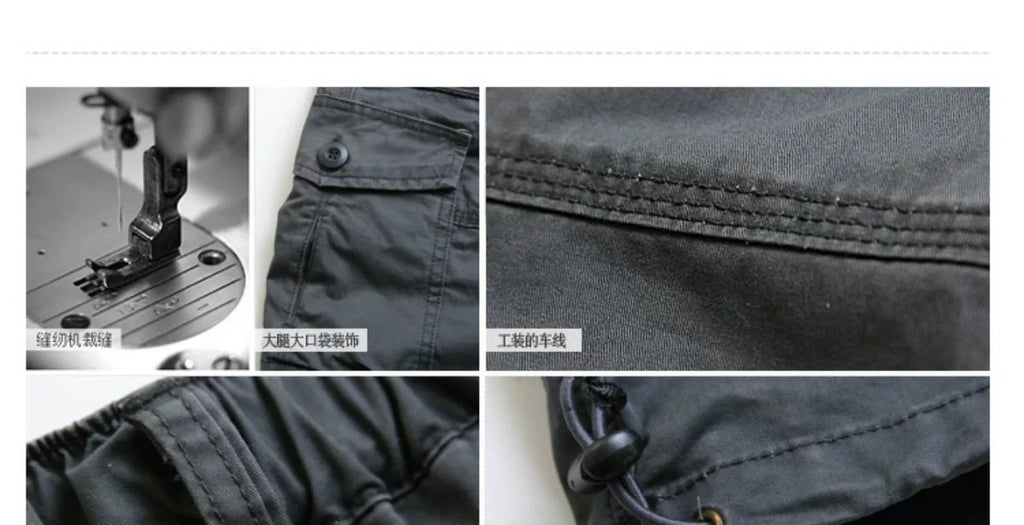 Summer Cargo Pants, Thin, Loose, Plus-Size Men's Shorts, Multi-Pocket Mid-Length Pants, Outdoor Casual Seven-Point Pants, High-Waisted for Men