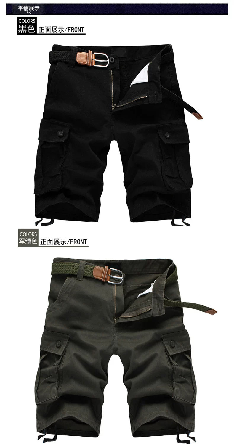 Summer Trendy Brand Cargo Shorts Men's Pants Multi-Pocket Large Size Pure Cotton Casual Mid-Pants Men's Loose Pants
