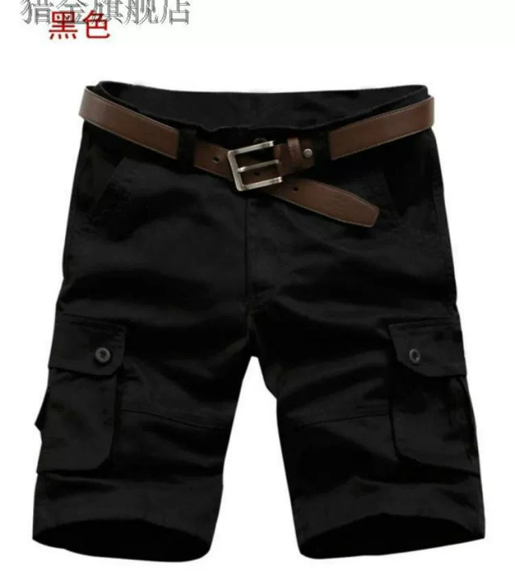 Summer Large Size Shorts Loose Middle Pants Five-point Pants Men's Beach Multi-pocket Outdoor Casual Five-point Pants Work Pants