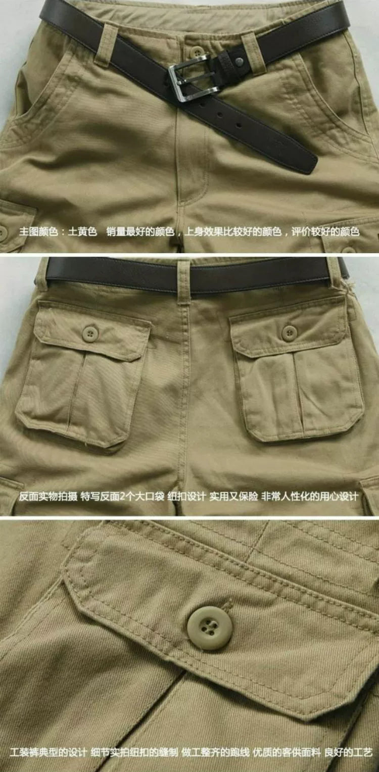 Summer Large Size Shorts Loose Middle Pants Five-point Pants Men's Beach Multi-pocket Outdoor Casual Five-point Pants Work Pants