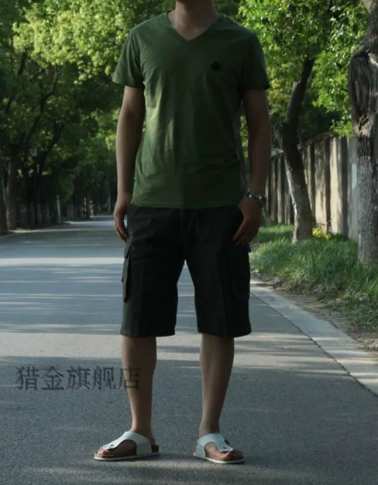 Summer Large Size Shorts Loose Middle Pants Five-point Pants Men's Beach Multi-pocket Outdoor Casual Five-point Pants Work Pants