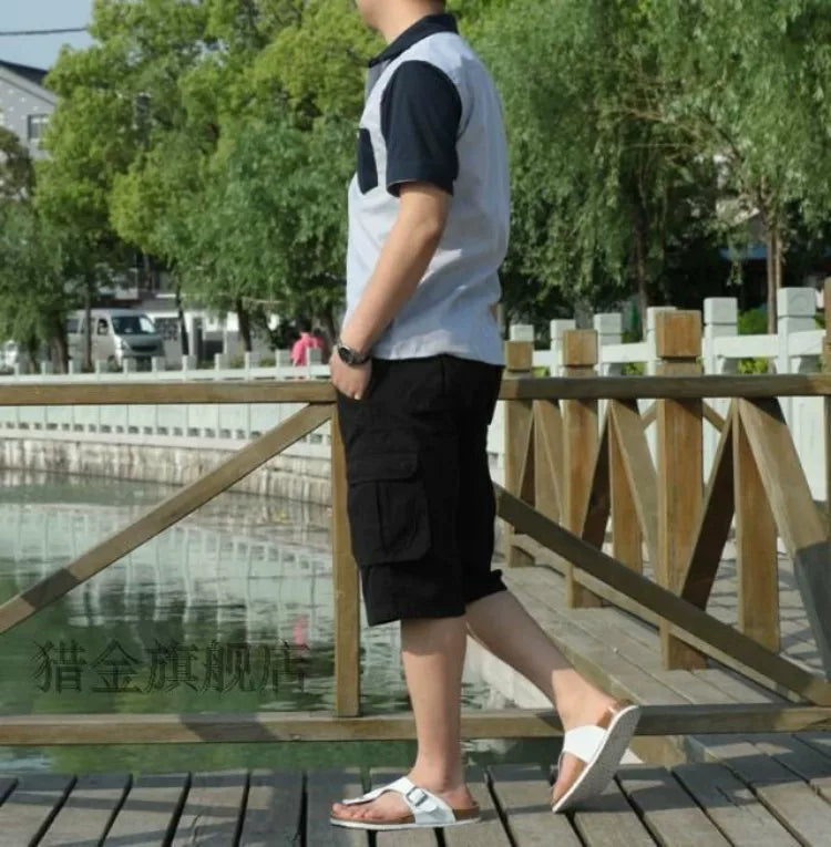 Summer Large Size Shorts Loose Middle Pants Five-point Pants Men's Beach Multi-pocket Outdoor Casual Five-point Pants Work Pants
