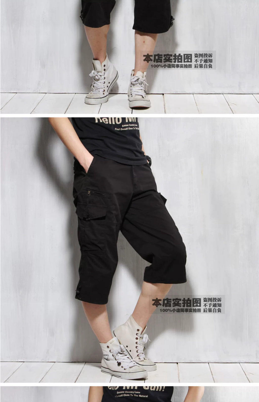 Summer Cargo Pants, Thin, Loose, Plus-Size Men's Shorts, Multi-Pocket Mid-Length Pants, Outdoor Casual Seven-Point Pants, High-Waisted for Men