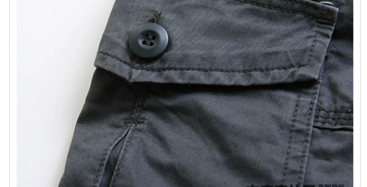 Summer Cargo Pants, Thin, Loose, Plus-Size Men's Shorts, Multi-Pocket Mid-Length Pants, Outdoor Casual Seven-Point Pants, High-Waisted for Men