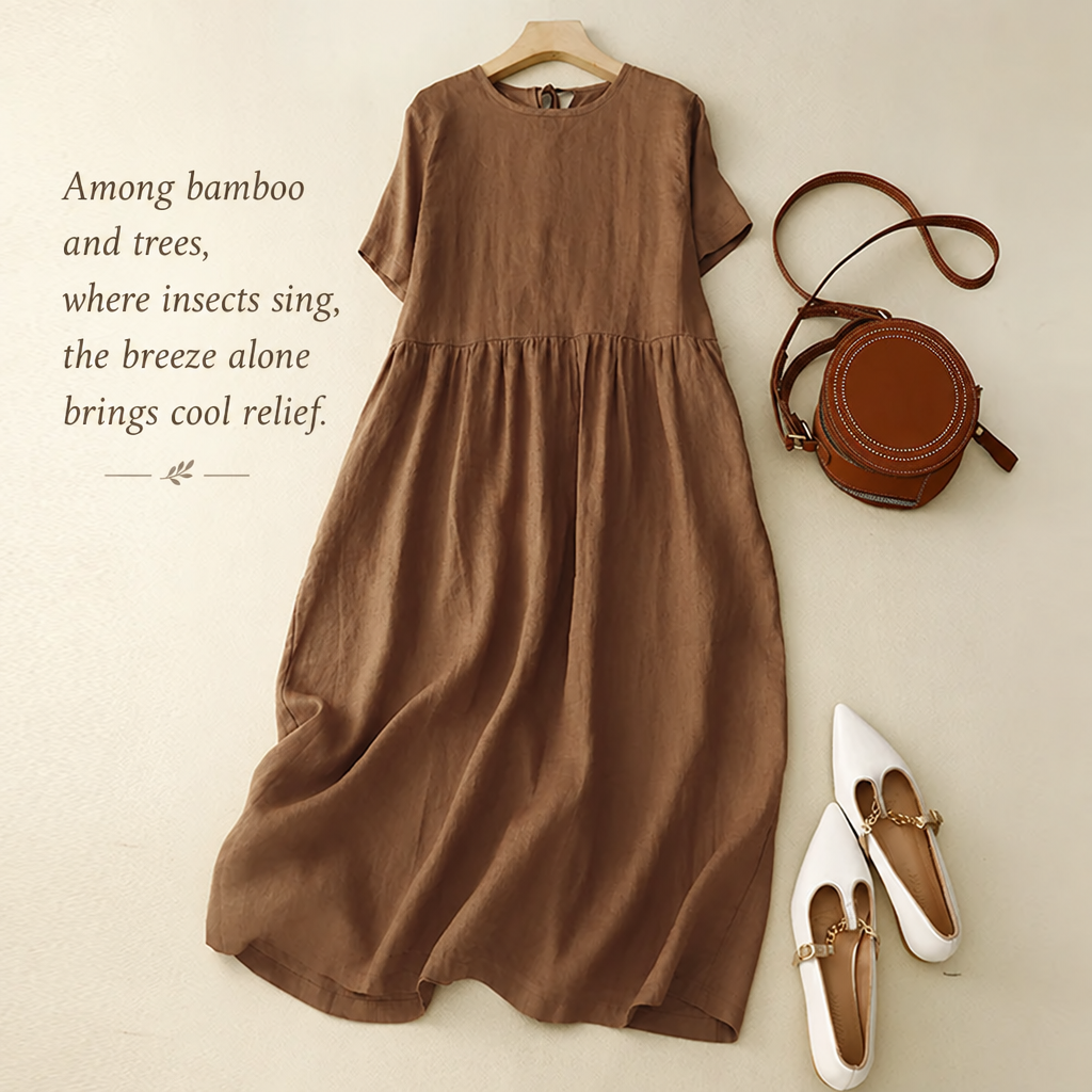 Brown dress with English caption
