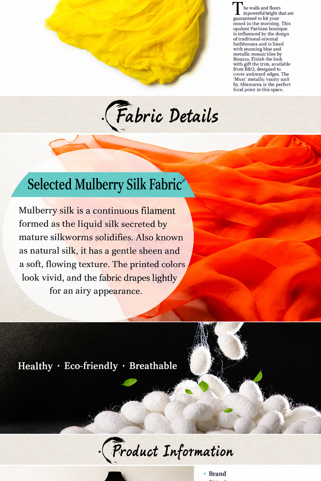 English fabric details panel