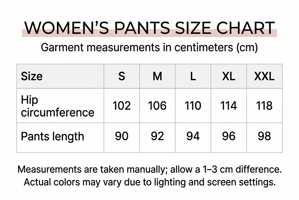 English women's pants size chart