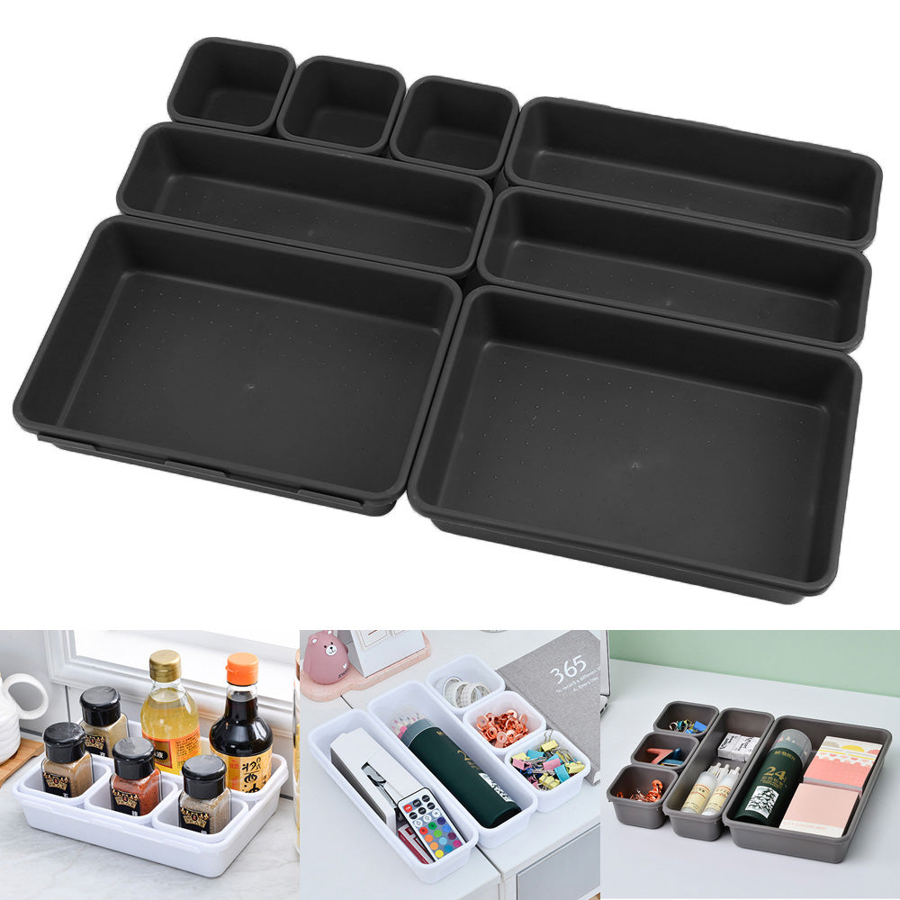 Juego de 8 bandejas organizadoras para cocina, baño, joyas, armario, maquillaje, cajones, caja de almacenamiento