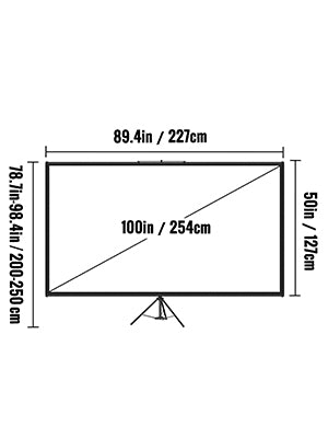 SucceBuy 60 70 80 90 100 110 in Tripod Projector Screen W/ Stand 16:9 4K HD Portable Home Cinema for Indoor & Outdoor Projection