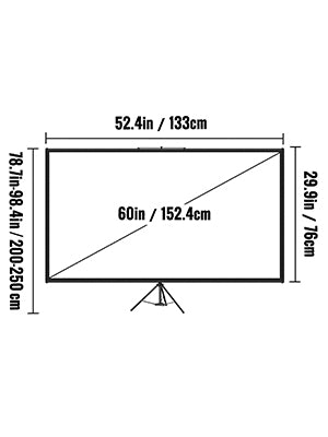 SucceBuy 60 70 80 90 100 110 in Tripod Projector Screen W/ Stand 16:9 4K HD Portable Home Cinema for Indoor & Outdoor Projection