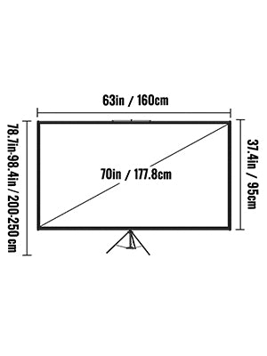 SucceBuy 60 70 80 90 100 110 in Tripod Projector Screen W/ Stand 16:9 4K HD Portable Home Cinema for Indoor & Outdoor Projection