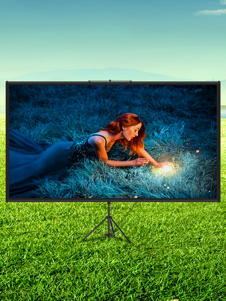 SucceBuy 60 70 80 90 100 110 in Tripod Projector Screen W/ Stand 16:9 4K HD Portable Home Cinema for Indoor & Outdoor Projection